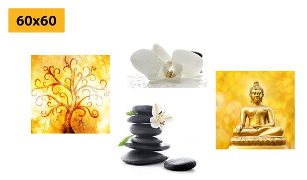 Set di quadri – Feng Shui in bianco e giallo