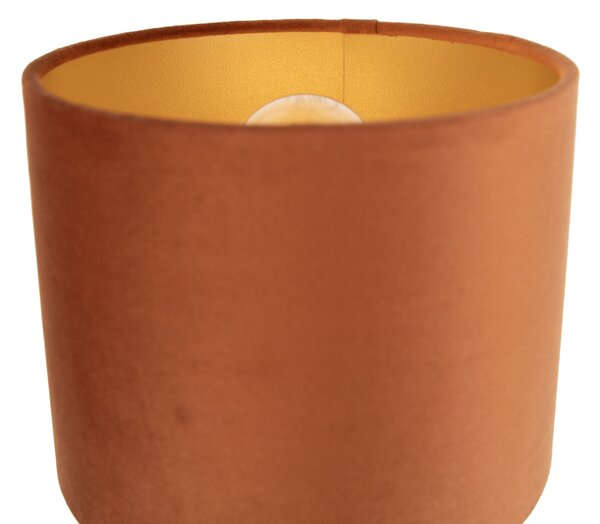 Lampada da parete bronzo con braccio flessibile e paralume arancione con interno dorato 18cm - Brescia Combi
