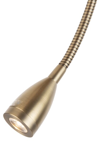 Lampada da parete bronzo con braccio flessibile e paralume arancione con interno dorato 18cm - Brescia Combi