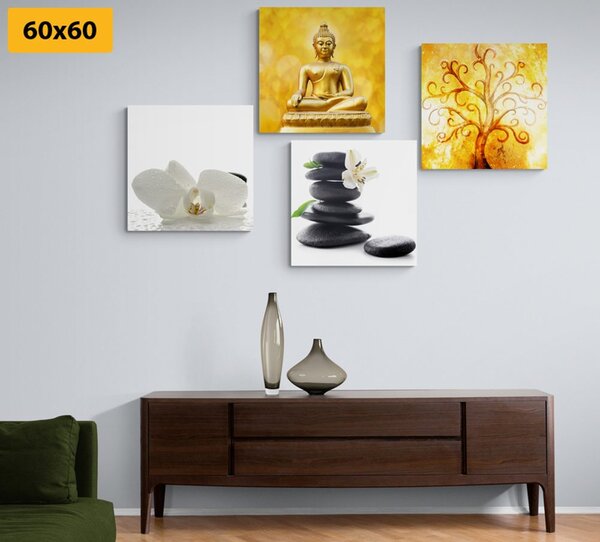 Set di quadri – Feng Shui in bianco e giallo