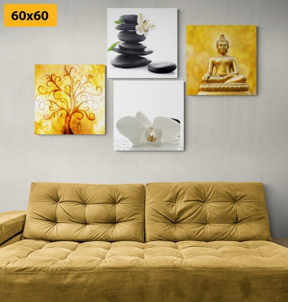 Set di quadri – Feng Shui in bianco e giallo