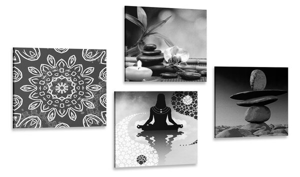 Set di quadri – Armonia Feng Shui in bianco e nero