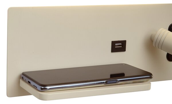 Set di 2 lampade da parete beige con LED, USB e caricatore a induzione - Riza