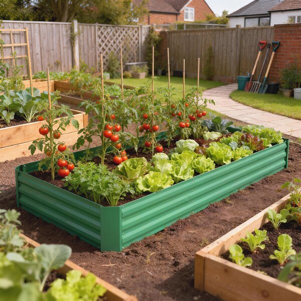 Outsunny Fioriera da esterno orto rialzato zincato con bordo di sicurezza e fondo aperto 240 x 120 x 30 cm verde | Aosom Italy