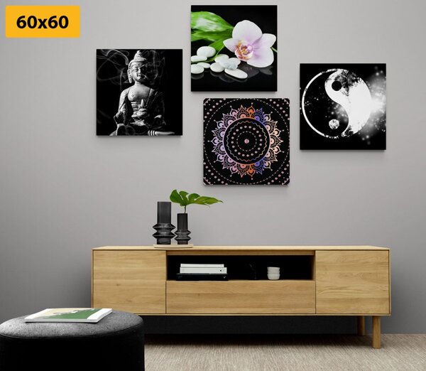 Set di quadri – Feng Shui su sfondo nero