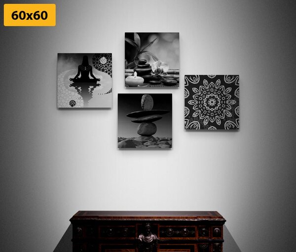 Set di quadri – Armonia Feng Shui in bianco e nero