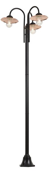 Lampada da esterno moderna nera con rame 235cm 3 luci IP44 - Kansas