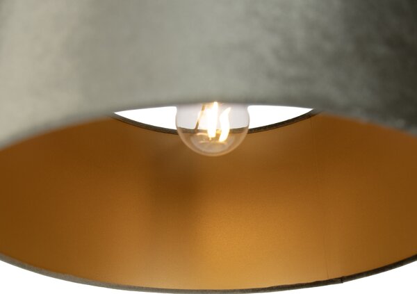 Lampada a sospensione nera con spina e paralume verde con interno dorato 35cm - Cavalux