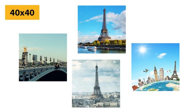 Set di quadri – Vista sulla Torre Eiffel a Parigi