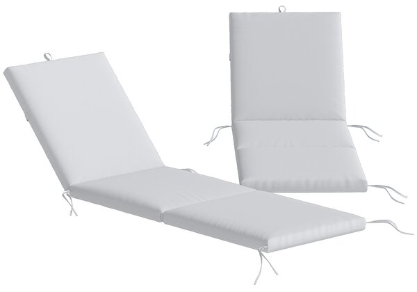 Outsunny Set da 2 Cuscini per Sdraio con 5 Cinghie e Maniglia Integrata, per Spiaggia Balcone Giardino, 182x53x6cm, Grigio Chiaro | Aosom Italy