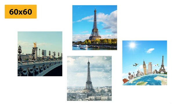 Set di quadri – Vista sulla Torre Eiffel a Parigi