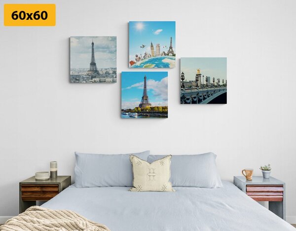 Set di quadri – Vista sulla Torre Eiffel a Parigi