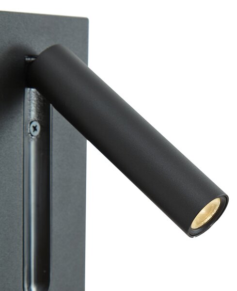 Set di 2 lampade da parete moderne nere con LED inclusi - Plaza
