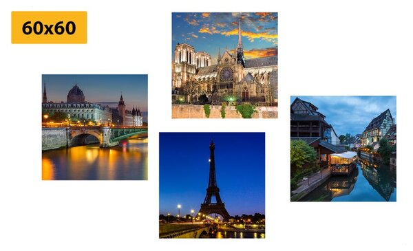 Set di quadri – Parigi notturna romantica