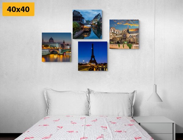 Set di quadri – Parigi notturna romantica