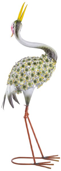 Outsunny Statue da Giardino, Scultura di Airone in Metallo, Statue di Uccelli 71 cm, per Cortile, Stagno, Terrazza, Verde | Aosom Italy