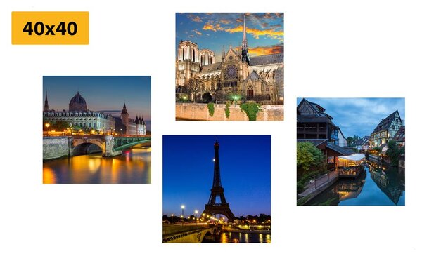 Set di quadri – Parigi notturna romantica