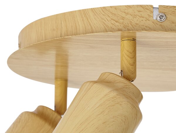 Plafoniera Japandi in legno chiaro con faretti orientabili 3 luci IP44 - Ducha