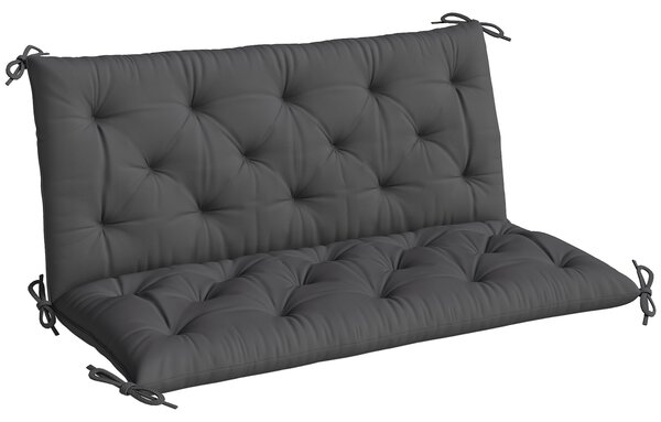 Outsunny Cuscino per Panca da Giardino o per Dondolo da Giardino 120x110x12 cm 2 Posti con 6 Lacci di Fissaggio Nero | Aosom Italy