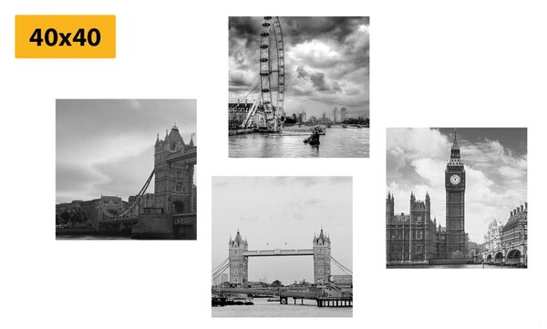 Set di quadri – Londra misteriosa in bianco e nero