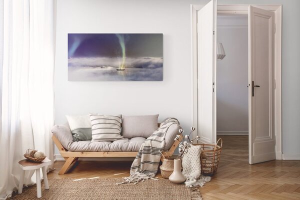 Quadro su tela – Aurora boreale sopra il lago ghiacciato