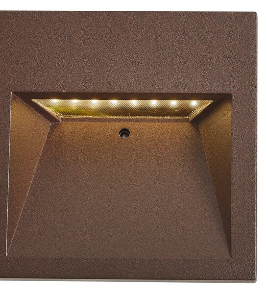 Lampada da parete moderna marrone ruggine quadrata con LED IP54 - Gem