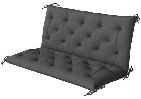 Outsunny Cuscino per Panca da Giardino o per Dondolo da Giardino 120x110x12 cm 2 Posti con 6 Lacci di Fissaggio Nero | Aosom Italy