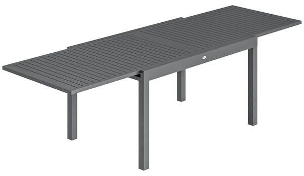 Outsunny Tavolo da Giardino Allungabile per 6 a 10 Persone, Tavolo Esterno in Alluminio con Piano a Doghe, Piedini Regolabili, Grigio Scuro | Aosom Italy
