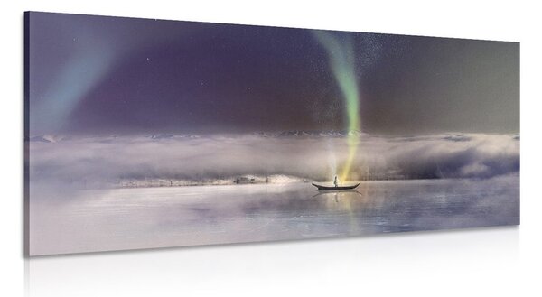 Quadro su tela – Aurora boreale sopra il lago ghiacciato