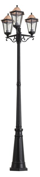 Lanterna da esterno classica nera con rame 220 cm 3 luci IP44 - Havana