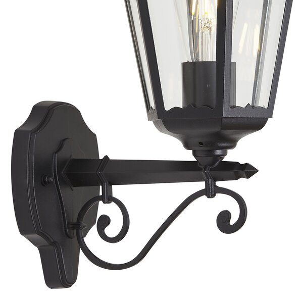 Lampada da parete classica nera con rame IP44 - Havana