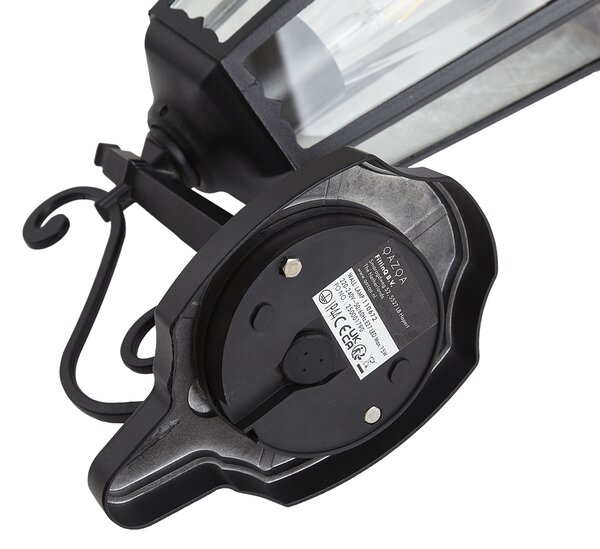 Lampada da parete classica nera con rame IP44 - Havana