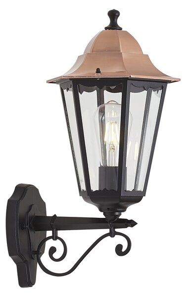 Lampada da parete classica nera con rame IP44 - Havana