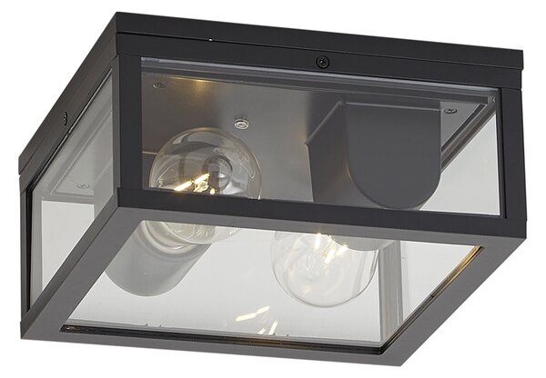Plafoniera da esterno industriale nera con sensore di movimento e crepuscolare IP44 - Charlois