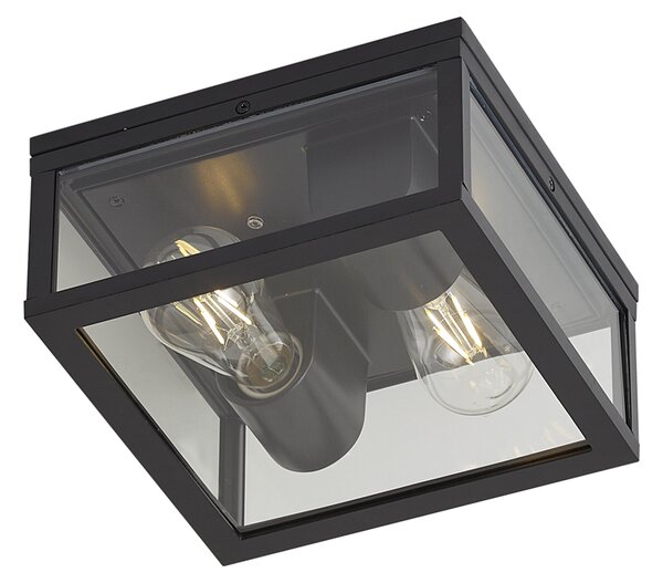 Plafoniera da esterno industriale nera con sensore di movimento e crepuscolare IP44 - Charlois