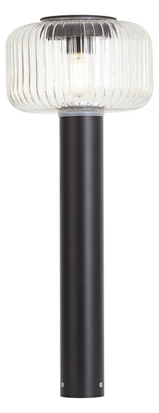 Dissuasore da esterno moderno nero con vetro scanalato con LED solare IP65 - Ribble Mushroom