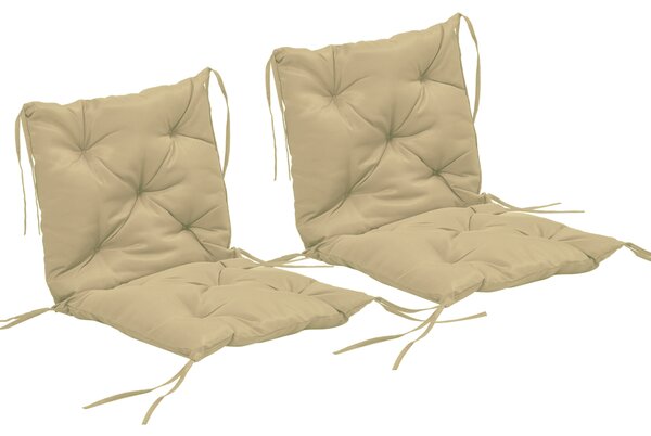 Outsunny Set da 2 cuscini, 98 x 50 cm cuscini per sedia con laccetti, rivestimento in tessuto, 8 cm spessi Khaki | Aosom Italy