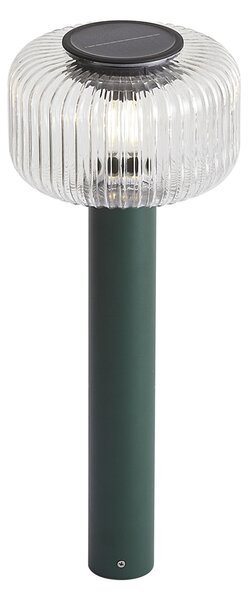 Dissuasore da esterno moderno verde con vetro scanalato con LED solare IP65 - Ribble Mushroom
