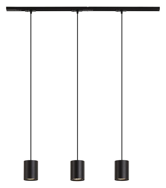Sistema di illuminazione a binario moderno con 3 luci a sospensione nero 1 fase - Iconic Holt