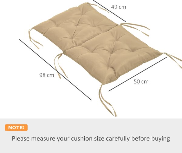 Outsunny Set da 2 cuscini, 98 x 50 cm cuscini per sedia con laccetti, rivestimento in tessuto, 8 cm spessi Khaki | Aosom Italy