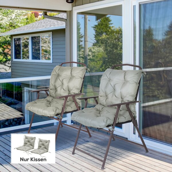 Outsunny Set da 2 cuscini per sedia, 98 x 50 cm, cuscini con lacci, rivestimento in tessuto, spessore 8 cm, Grigio chiaro | Aosom Italy