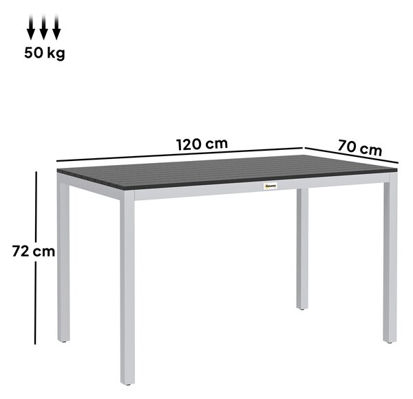 Outsunny Tavolo da Giardino in Alluminio 120x70 cm Resistente alle Intemperie, Tavolo per Balcone Effetto Legno, per 4-6 Persone Nero | Aosom Italy