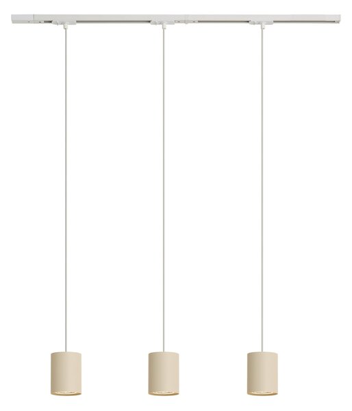 Sistema di illuminazione a binario moderno con 3 luci a sospensione bianco con beige monofase - Iconic Holt