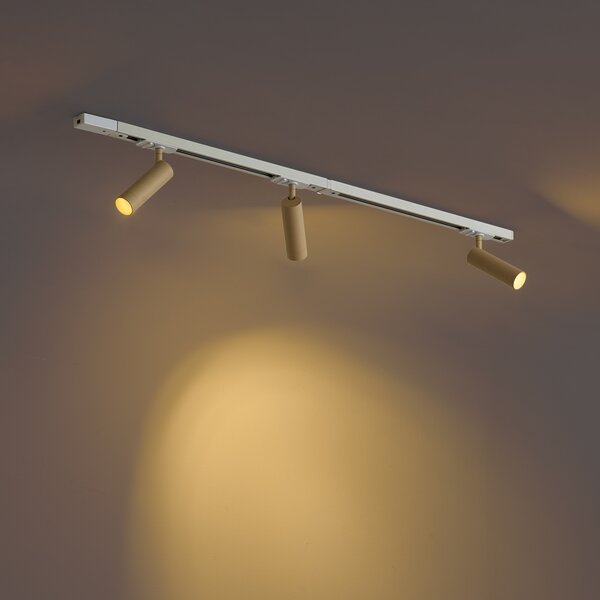 Sistema di illuminazione a binario moderno con 3 faretti bianco e beige monofase GU10 35mm - Iconic Jeana Luxe