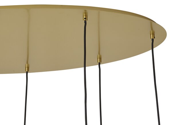 Lampada a sospensione Hotel Chic ottone con vetro blu e verde 8 luci - Qara