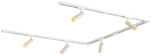 Sistema di illuminazione a binario moderno con 5 faretti bianco e beige monofase GU10 35mm - Iconic Jeana Luxe