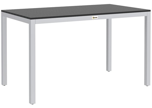 Outsunny Tavolo da Giardino in Alluminio 120x70 cm Resistente alle Intemperie, Tavolo per Balcone Effetto Legno, per 4-6 Persone Nero | Aosom Italy