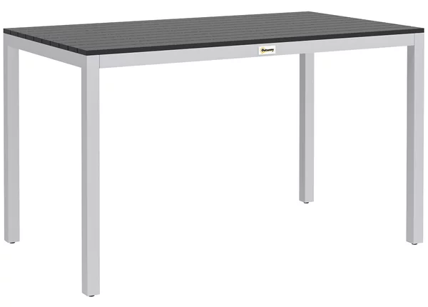 Outsunny Tavolo da Giardino in Alluminio 120x70 cm Resistente alle Intemperie, Tavolo per Balcone Effetto Legno, per 4-6 Persone Nero | Aosom Italy