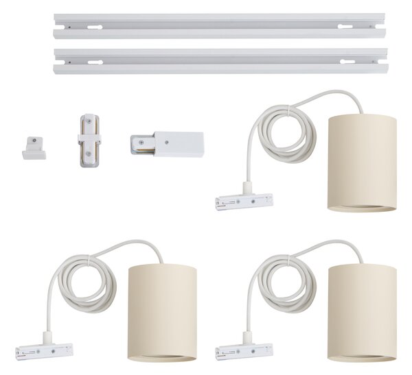 Sistema di illuminazione a binario moderno con 3 luci a sospensione bianco con beige monofase - Iconic Holt