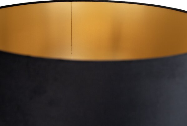 Lampada da terra oro con paralume nero e interno oro 50cm - Linden